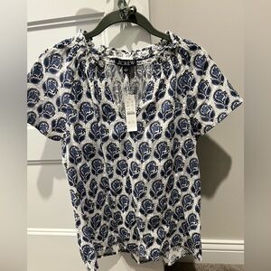 Jcrew Smocked flutter-sleeve top in bouquet block print, new with tags, size S